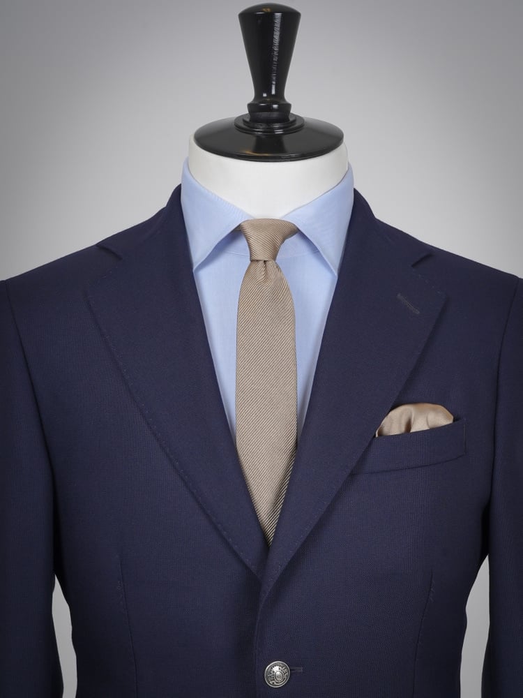 Skinny warm beige tie & hanky