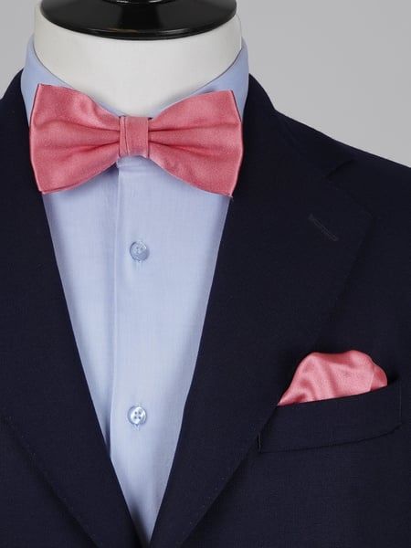 Salmon pink bow tie & hanky