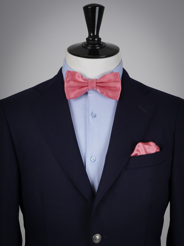 Laço rosa salmão & lenço de bolso