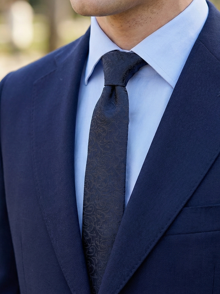 Marineblå smal slips Lusso