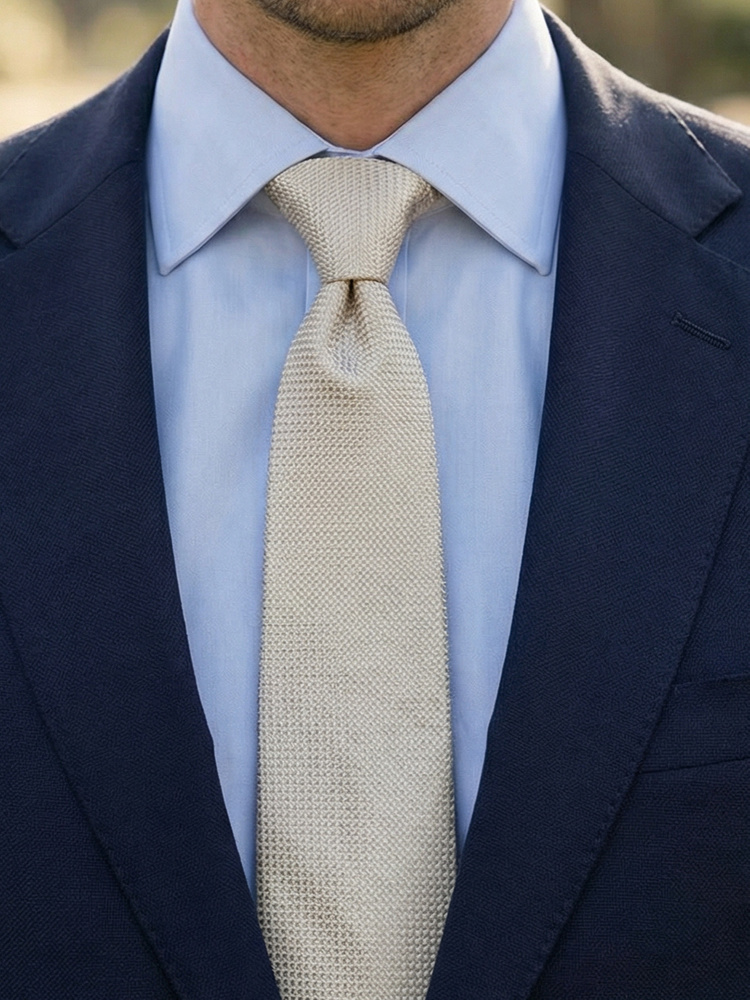 Smal beige slips silke grenadine