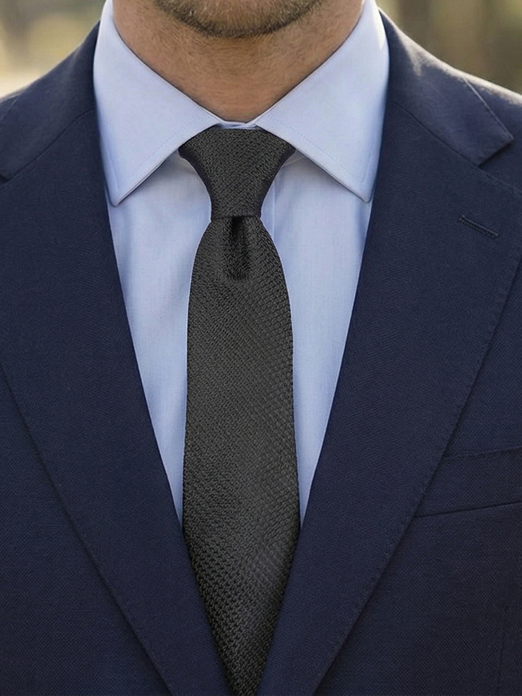 Black skinny grenadine tie