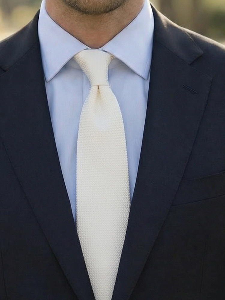 Тясна слонова кост вратовръзка кашмир grenadine