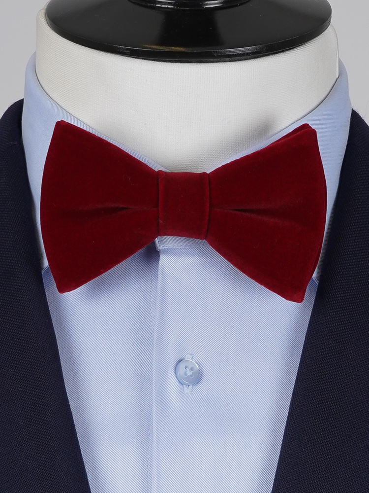 Burgundy velvet bow tie