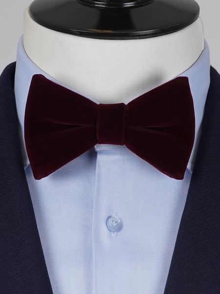 Deep burgundy velvet bow tie