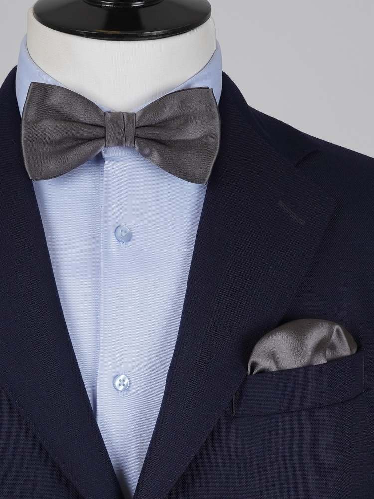 Dunkelgraue Fliege & Einstecktuch