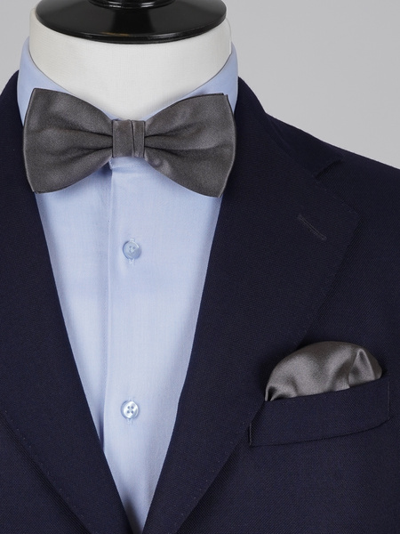 Dunkelgraue Fliege & Einstecktuch