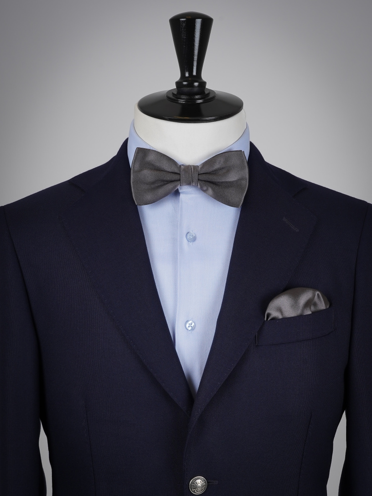 Dunkelgraue Fliege & Einstecktuch