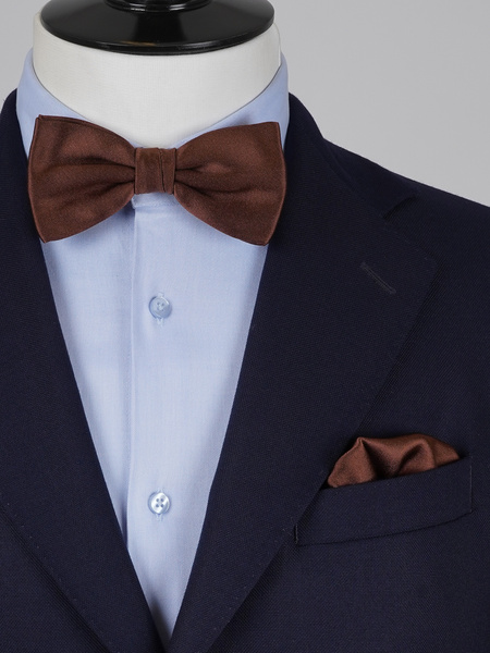 Papillon marrone notte & pochette da taschino