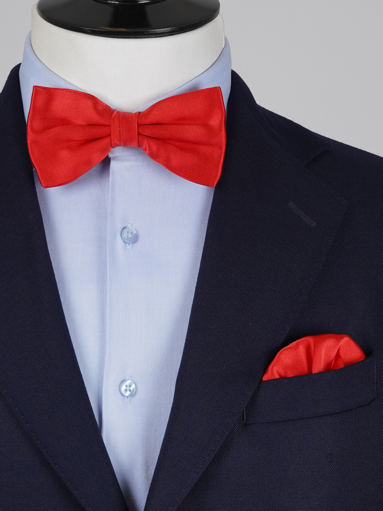 Tumman korallinpunainen rusetti & taskuliina