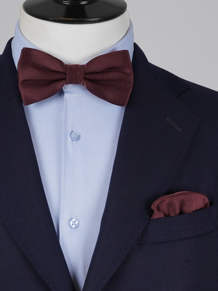 Tmavě vínový motýlek & kapesníček do saka