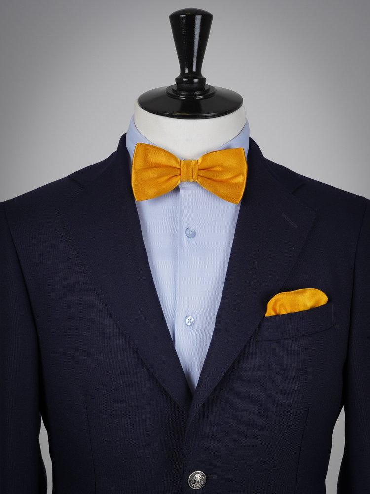 Hořčicově zlatý motýlek & kapesníček do saka