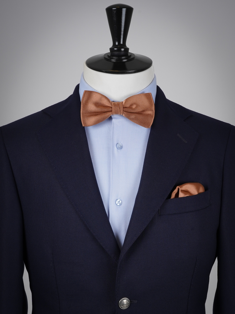 Nœud papillon marron clair avec pochette de costume