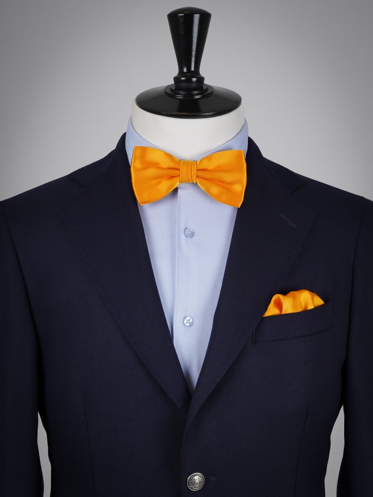 Laço amarelo tangerina & lenço de bolso