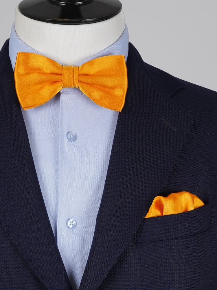 Laço amarelo tangerina & lenço de bolso