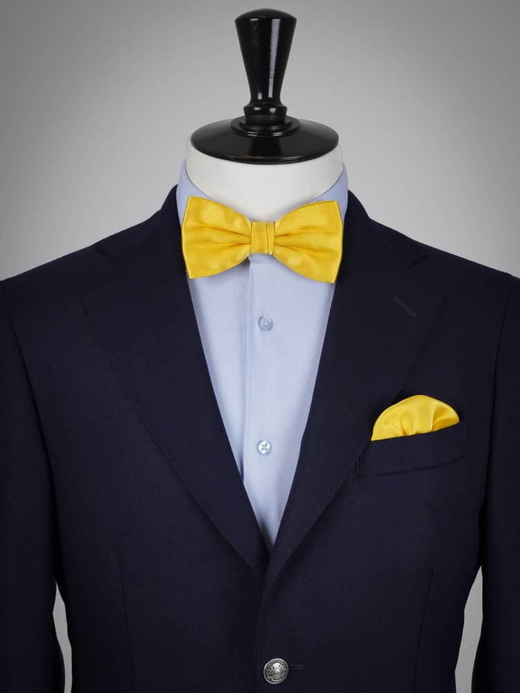 Pajarita amarilla & pañuelo de bolsillo