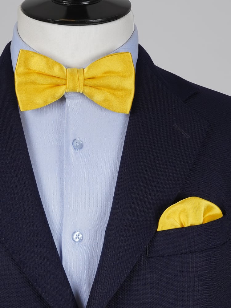 Pajarita amarilla & pañuelo de bolsillo