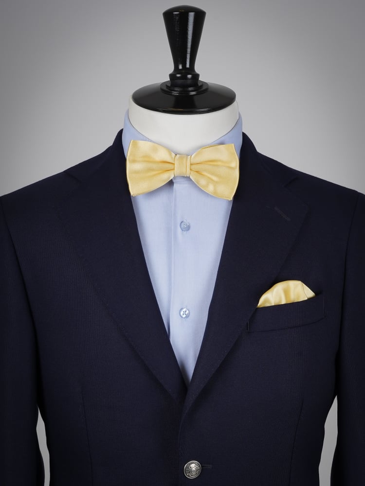 Pajarita amarillo claro & pañuelo de bolsillo