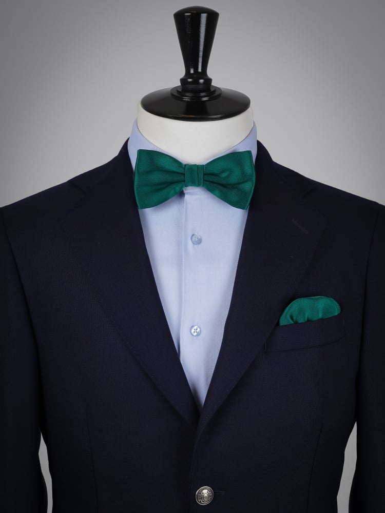 Dunkelsmaragdgrüne Fliege & Einstecktuch