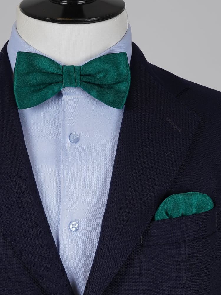 Dunkelsmaragdgrüne Fliege & Einstecktuch