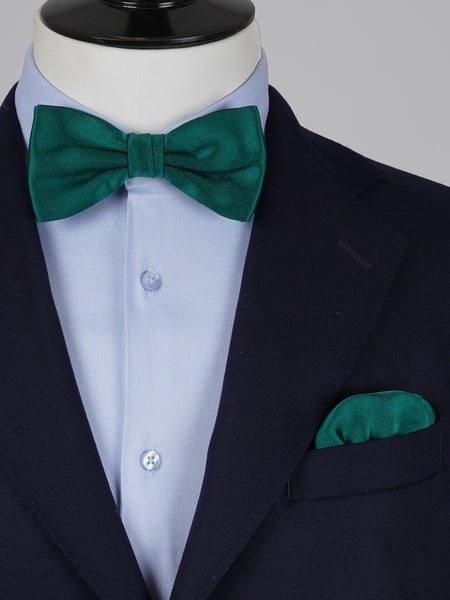 Dunkelsmaragdgrüne Fliege & Einstecktuch