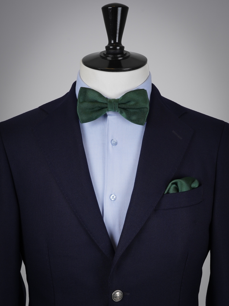 Dunkelgrüne Fliege & Einstecktuch