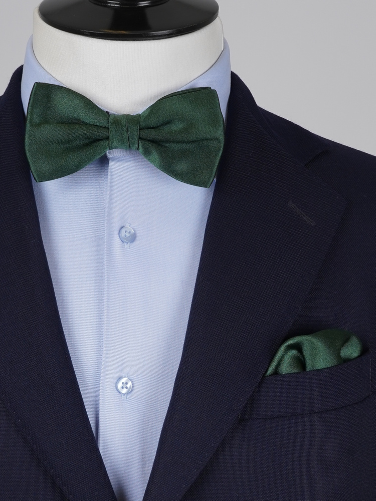 Dunkelgrüne Fliege & Einstecktuch