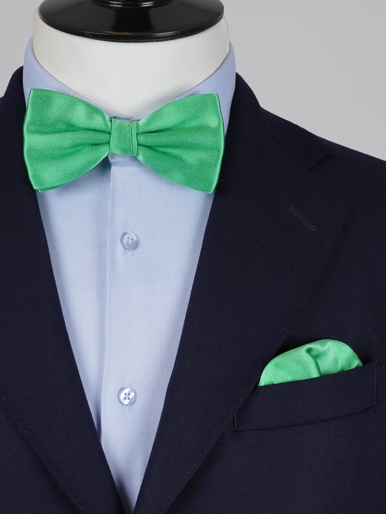 Hellgrüne Fliege & Einstecktuch