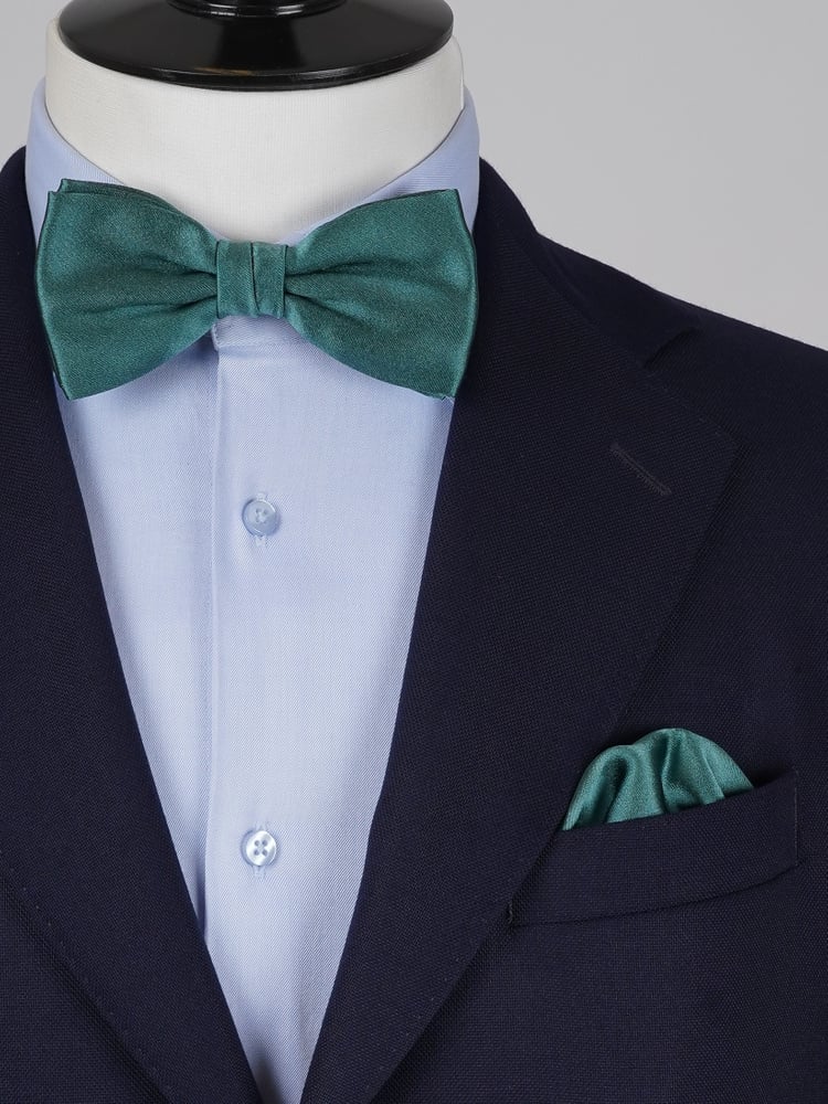 Dunkel petrolfarbene Fliege & Einstecktuch