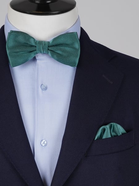 Dunkel petrolfarbene Fliege & Einstecktuch