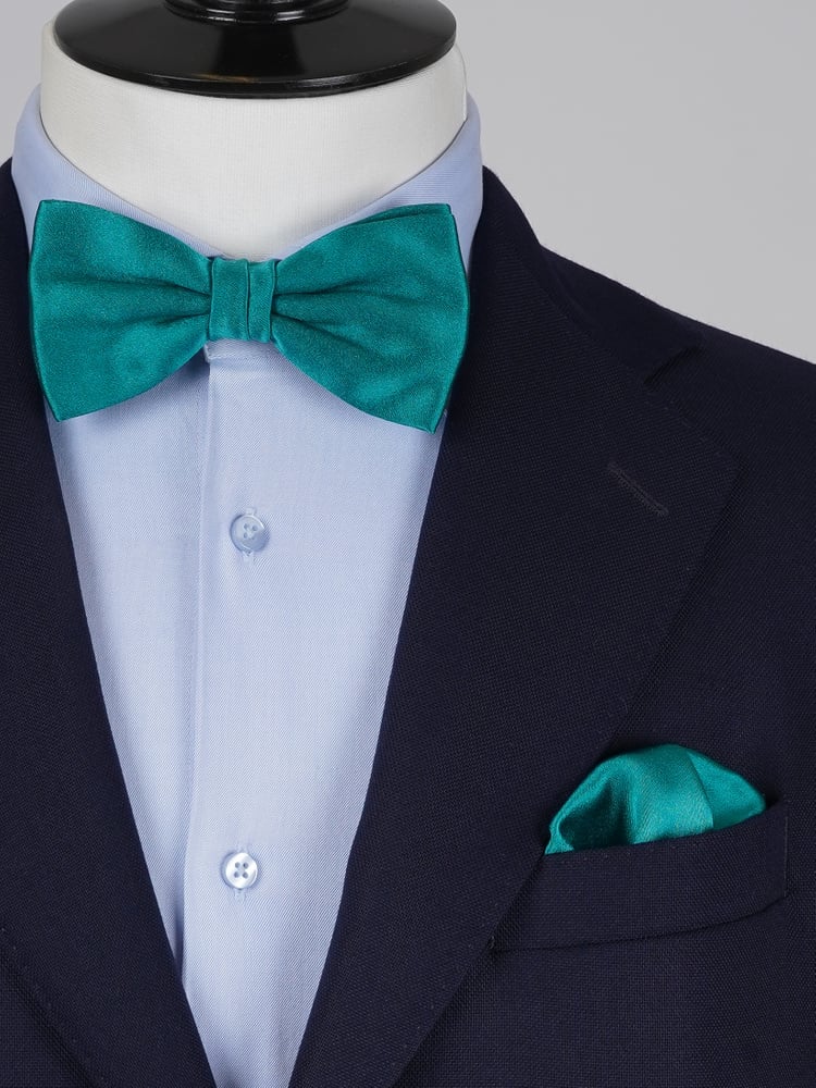 Petrolfarbene Fliege & Einstecktuch