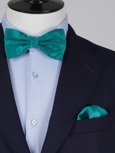 Petrolfarbene Fliege & Einstecktuch