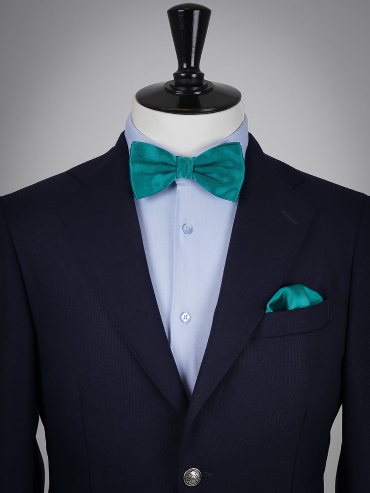 Petrolfarbene Fliege & Einstecktuch