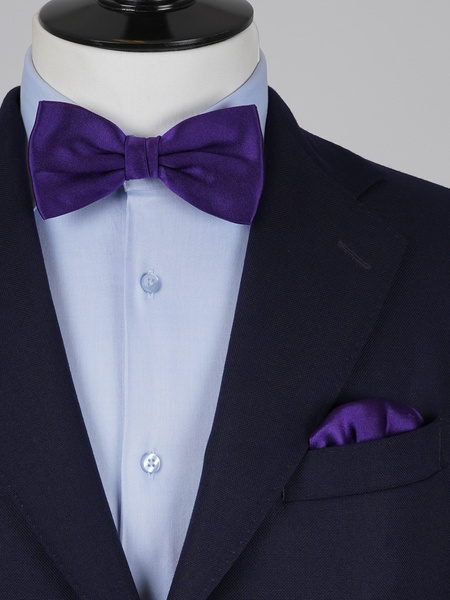 Nœud papillon violet foncé avec pochette de costume