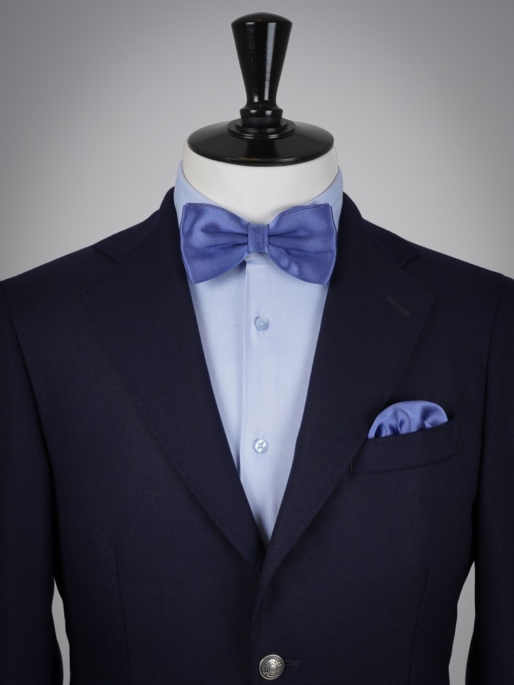 Ägäisblaue Fliege & Einstecktuch