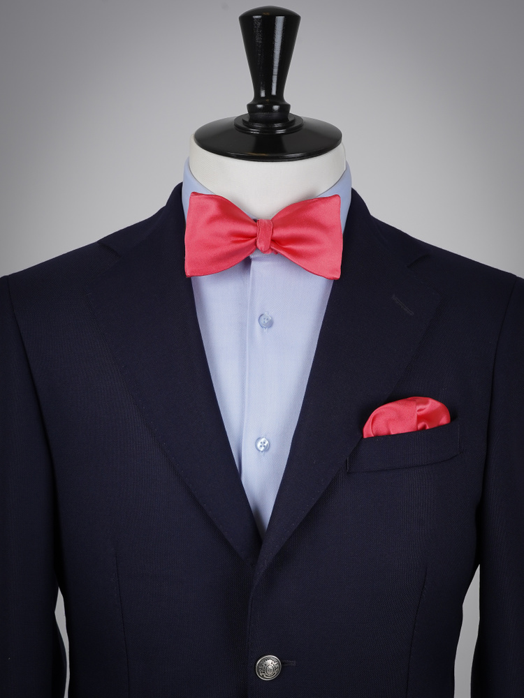 Selbstbinder Korallenfarbene Fliege & Einstecktuch