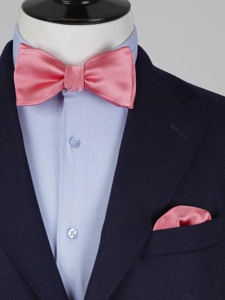 Selbstbinder Lachsrosa Fliege & Einstecktuch