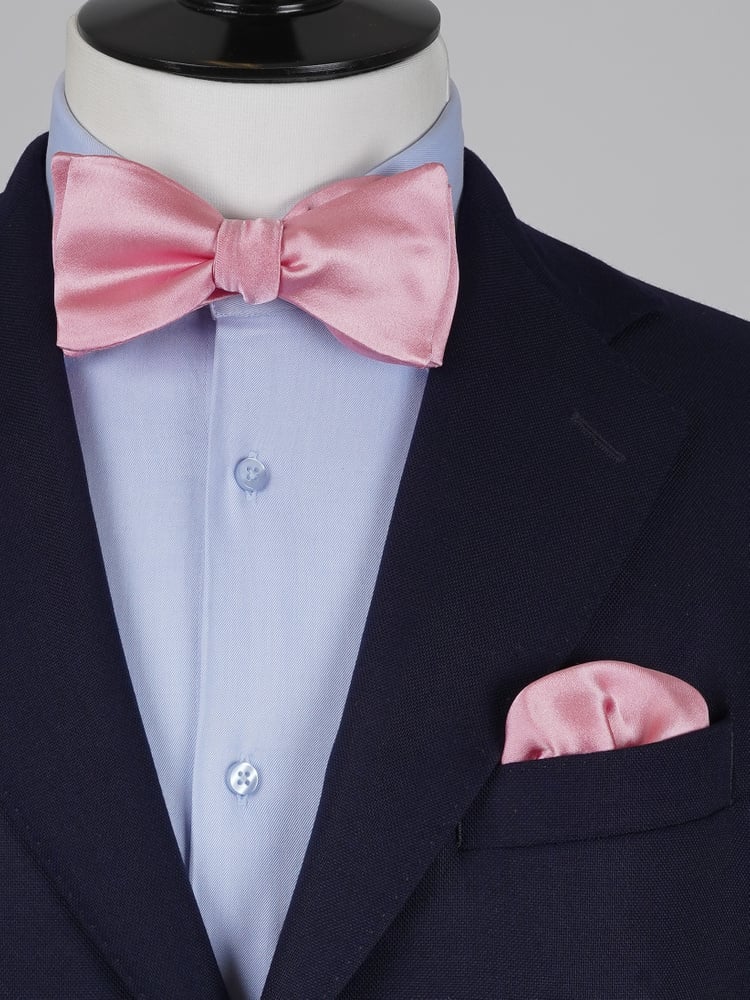 Selbstbinder Hellrosa Fliege & Einstecktuch