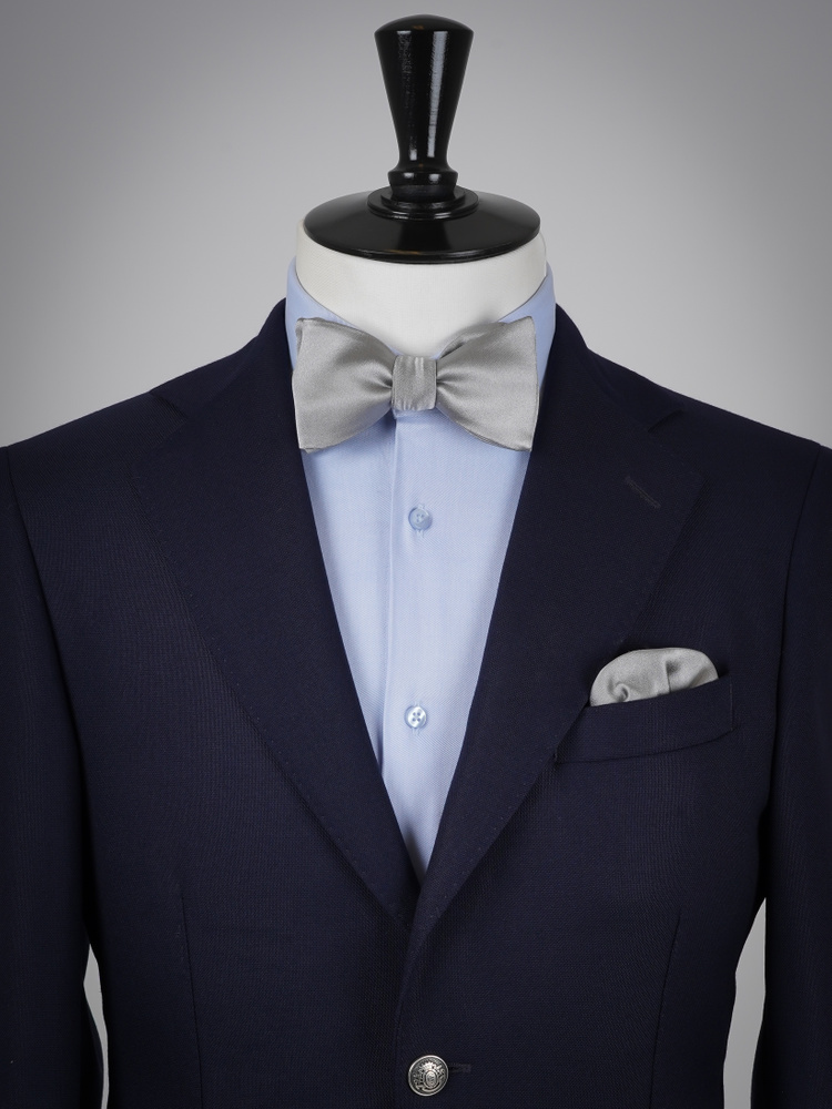 Selbstbinder Silberne Fliege & Einstecktuch