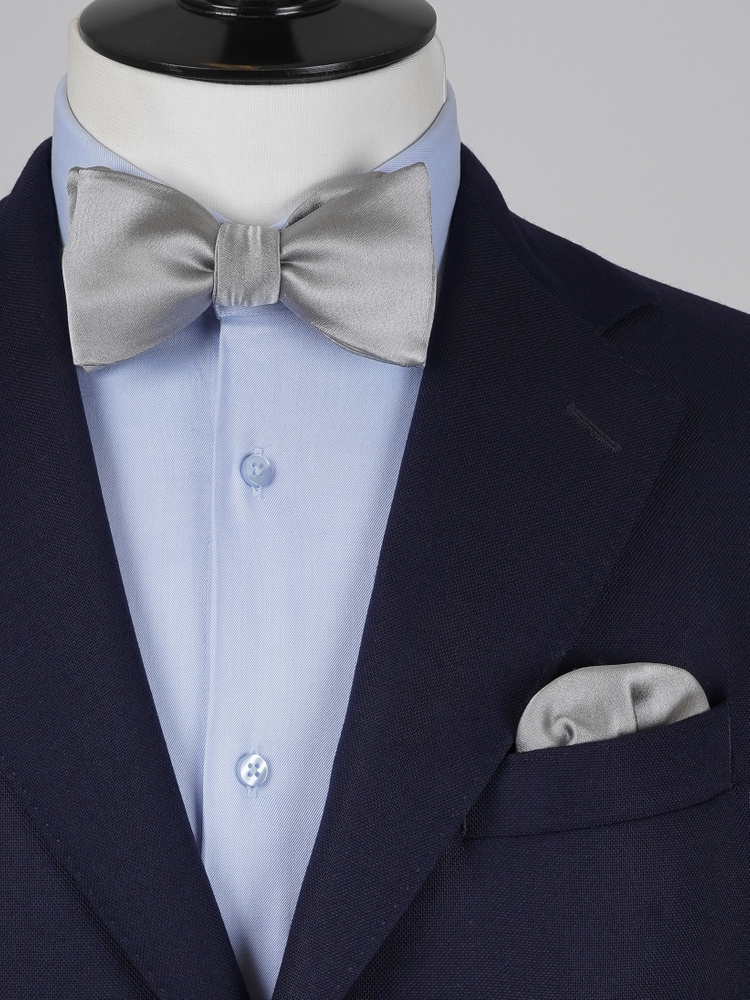 Selbstbinder Silberne Fliege & Einstecktuch