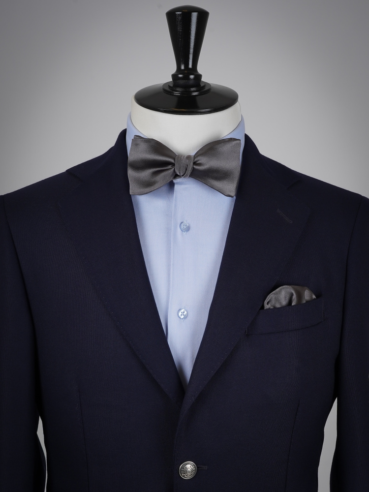 Selbstbinder Dunkelgraue Fliege & Einstecktuch