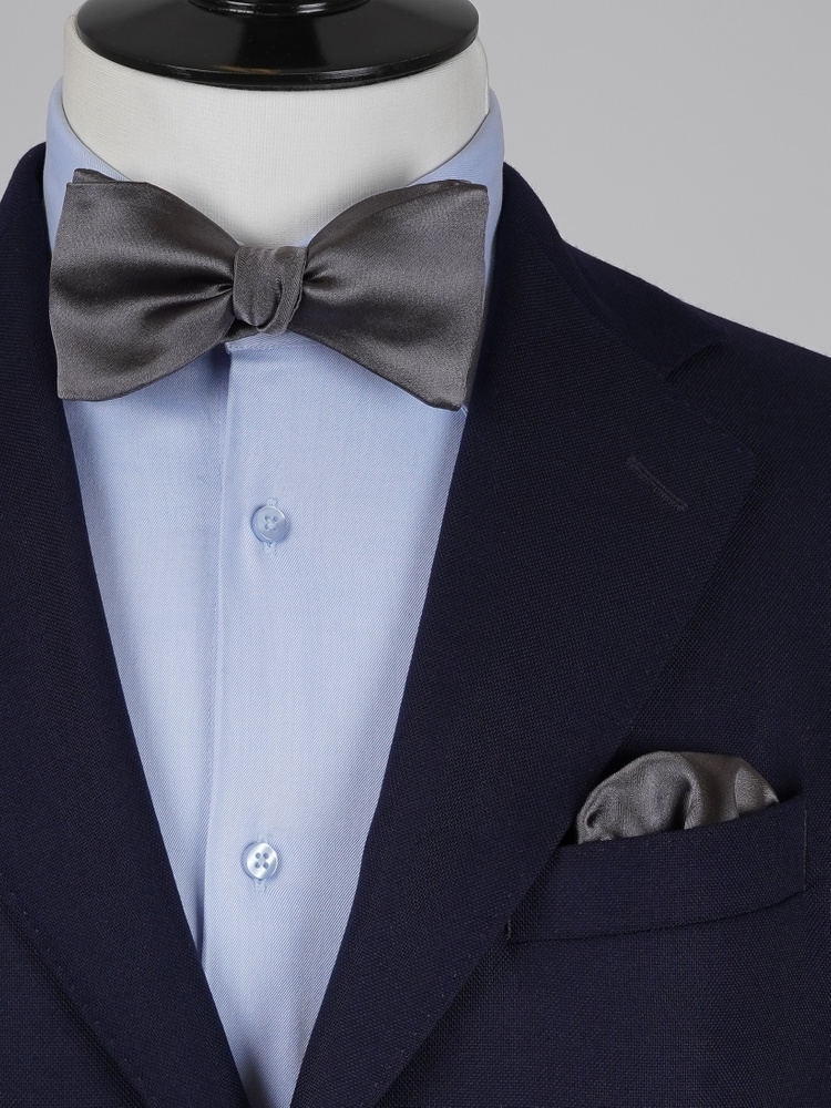 Selbstbinder Dunkelgraue Fliege & Einstecktuch