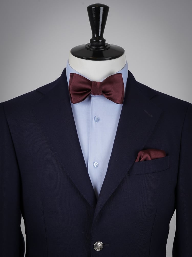 Selbstbinder Dunkelweinrote Fliege & Einstecktuch