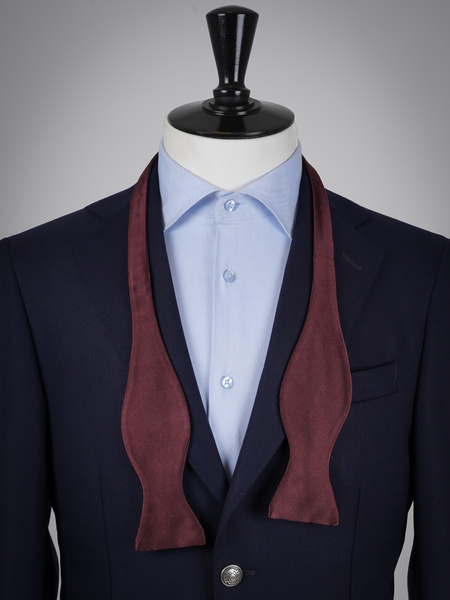 Cravate En Soie Tissée Napoli - Motif Géométrique Bleu Bordeaux Rouge Taupe - 59,5 Pouces