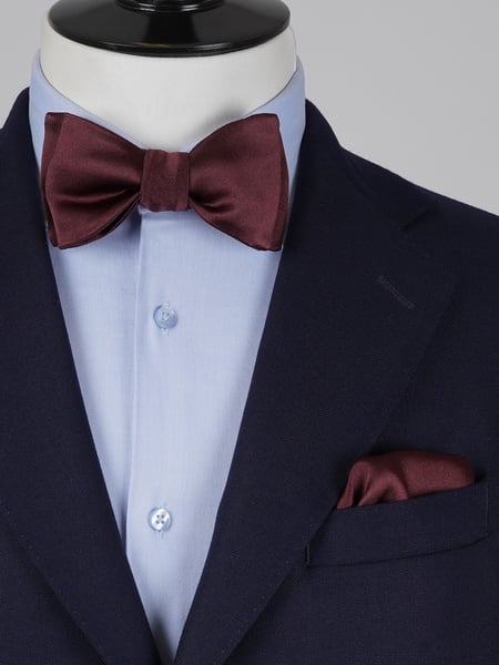 Selbstbinder Dunkelweinrote Fliege & Einstecktuch