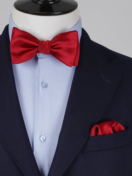 Selbstbinder Kirschrote Fliege & Einstecktuch