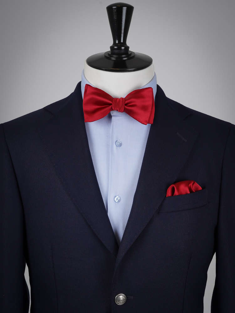 Selbstbinder Kirschrote Fliege & Einstecktuch