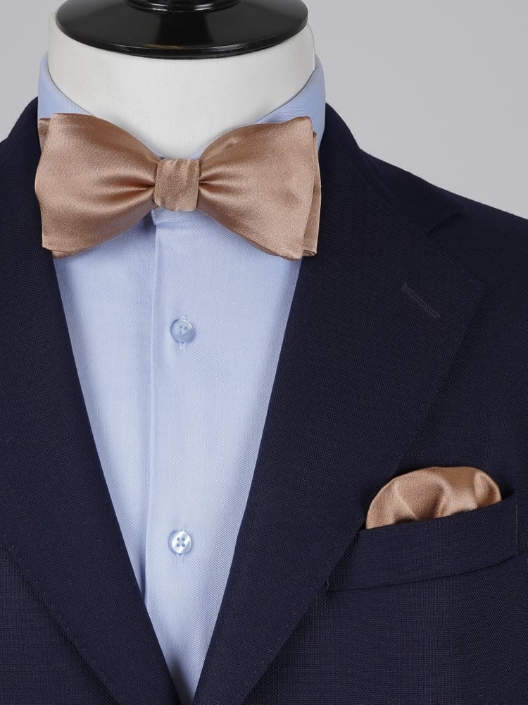 Selbstbinder Khakibraune Fliege & Einstecktuch