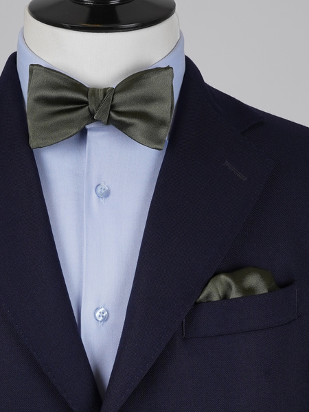 Selbstbinder Dunkelolivgrüne Fliege & Einstecktuch