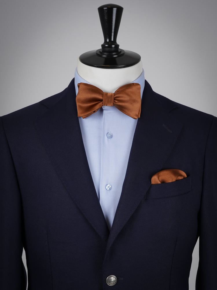 Selbstbinder Braune Fliege & Einstecktuch